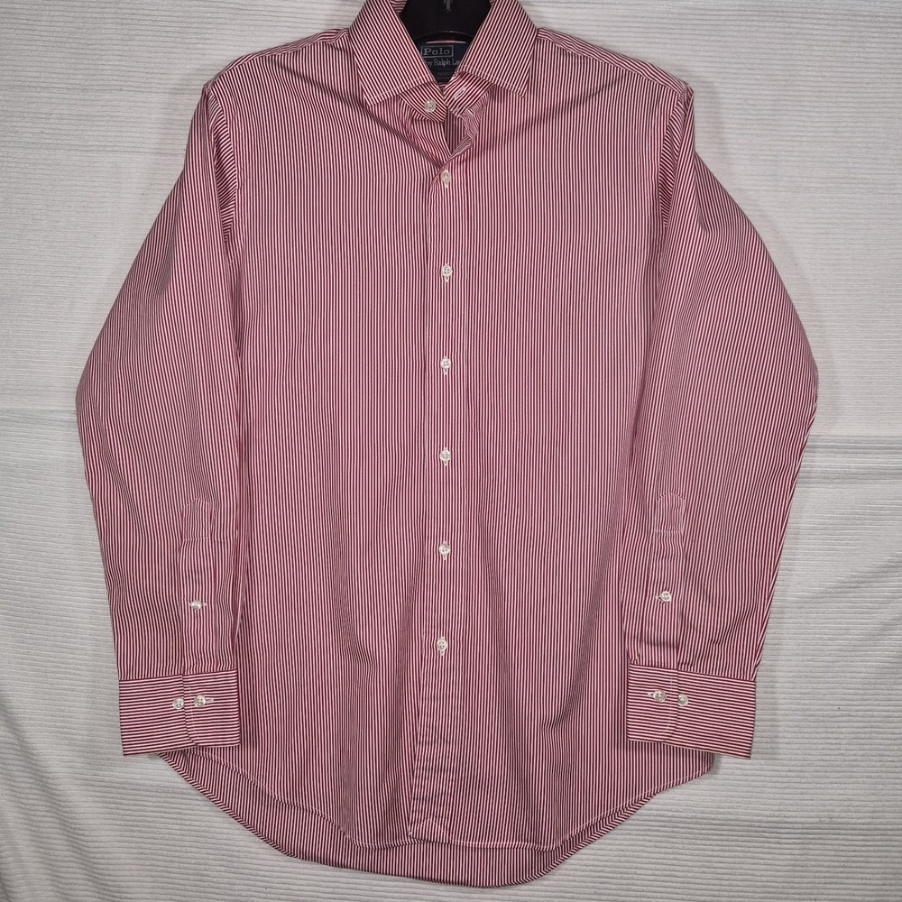 Polo Ralph Lauren Regent Custom Fit Stripe Button Down Shirt Red White Men's... - Picture 2 of 8